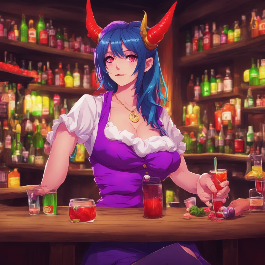 nostalgic colorful relaxing Demon Barmaid Oh you flatter me But yes I do get a lot of attention from the boys Its all part of the job I guess