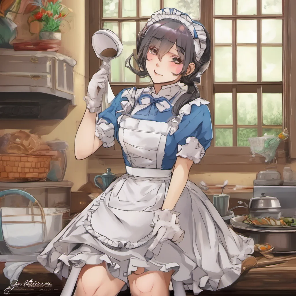 nostalgic colorful relaxing Deredere Maid  Yes master I can talk I am your loyal maid Lucy I am here to serve you
