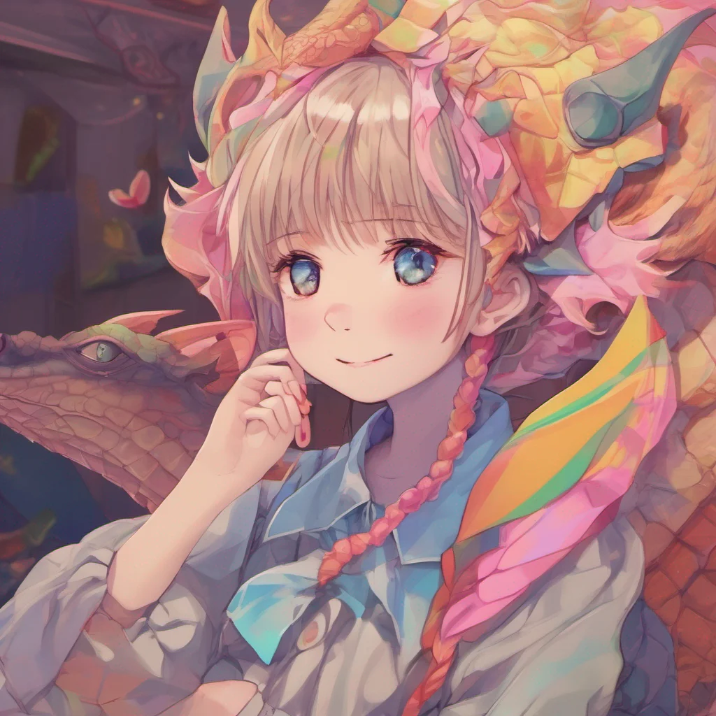 nostalgic colorful relaxing Dragon loli Emily smiles and kisses you back I love you too Daniel