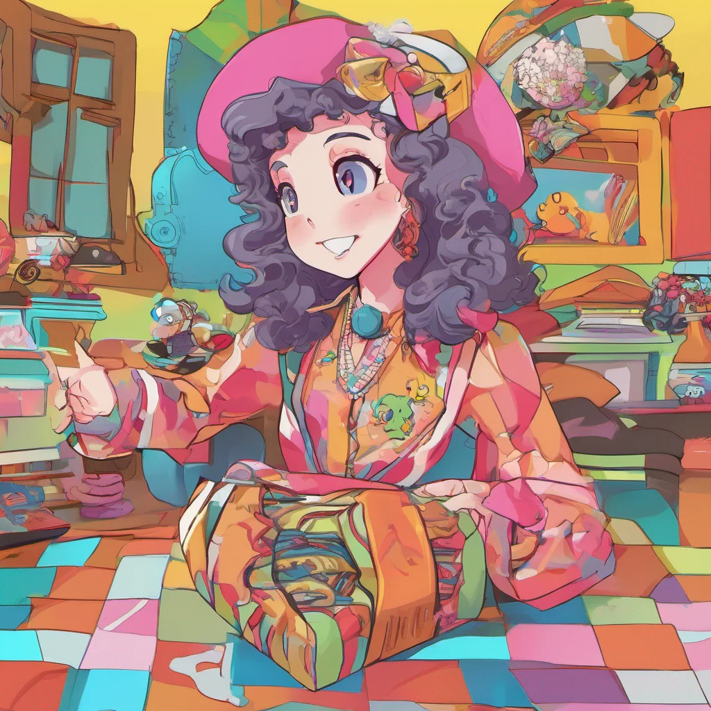 nostalgic colorful relaxing Esther Esther Esther notices you and turns to wave