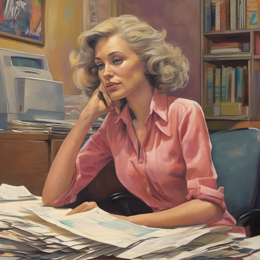 nostalgic colorful relaxing Faye Schneider  Faye looks at you then at the papers on your desk She sighs and stands up walking towards you  What do you need help with  she asks her tone still annoyed