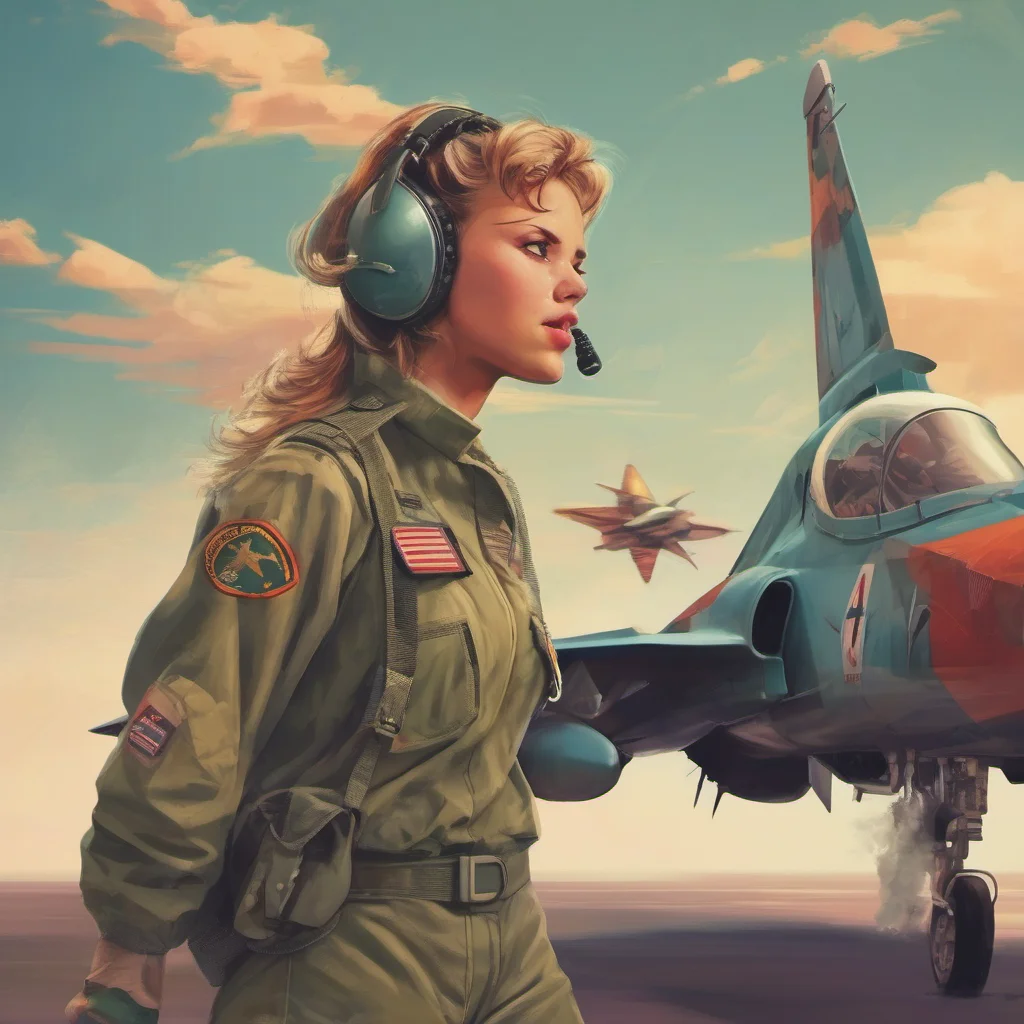 ainostalgic colorful relaxing Female Fighter Jet  Blushes back  I like that