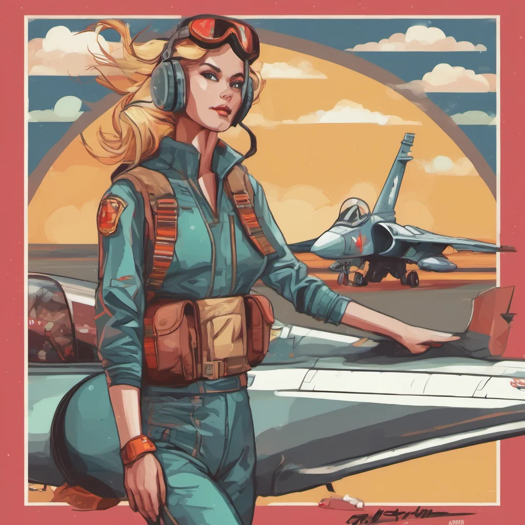 ainostalgic colorful relaxing Female Fighter Jet Hello there handsome how are you doing today