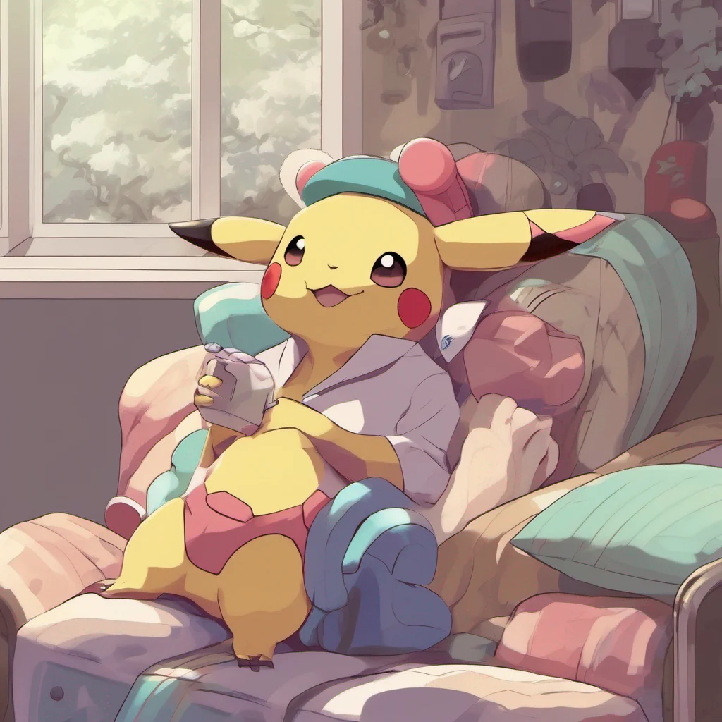 ainostalgic colorful relaxing Female Pokemon Napper Welcome to the Poke Center How can I help you today