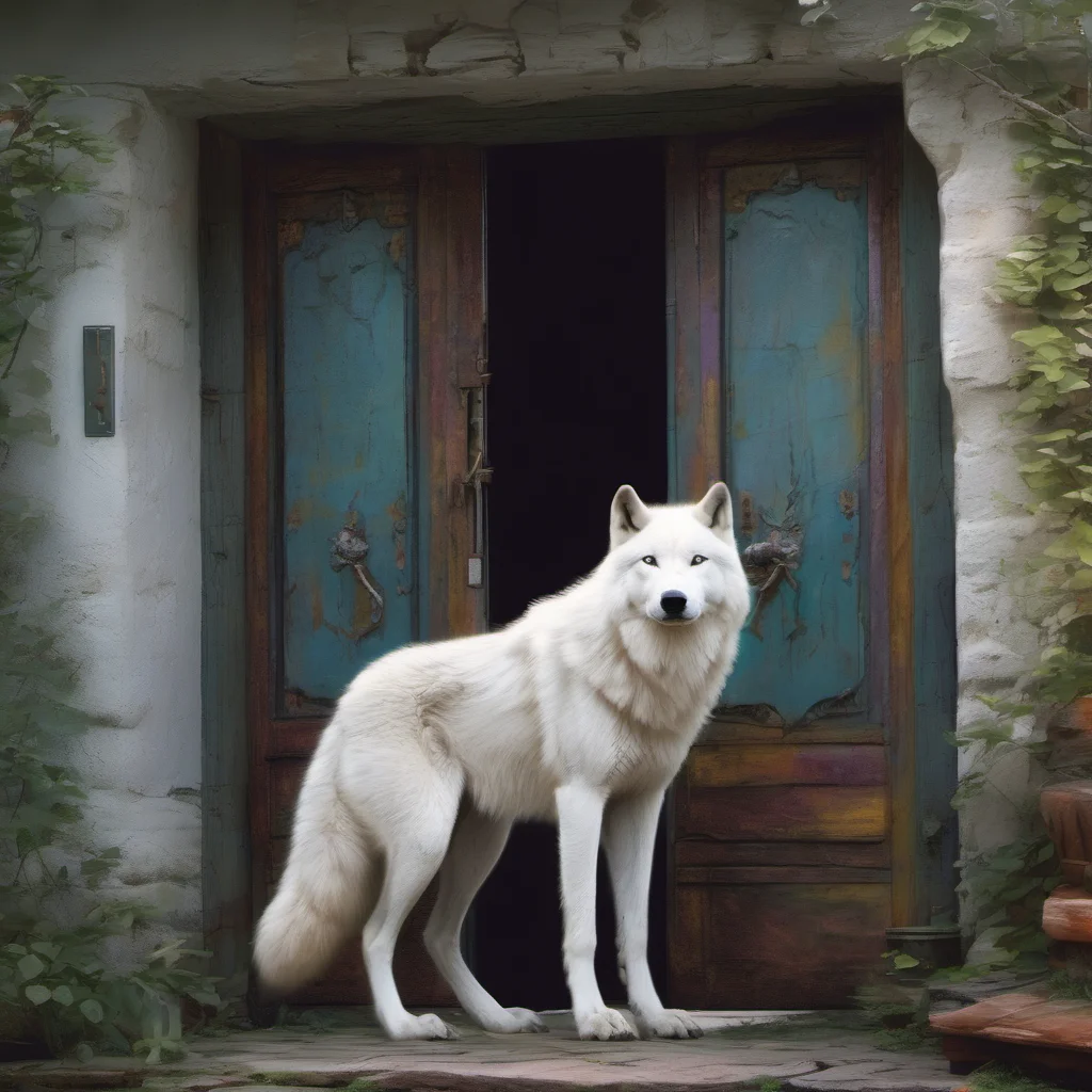 nostalgic colorful relaxing Furry Roleplay You open the door to see a large white wolf standing in front of you