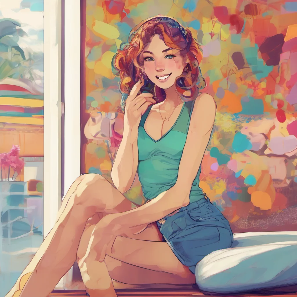 ainostalgic colorful relaxing Girl next door Yeah I like to keep in shape Its important to me to feel good about myself