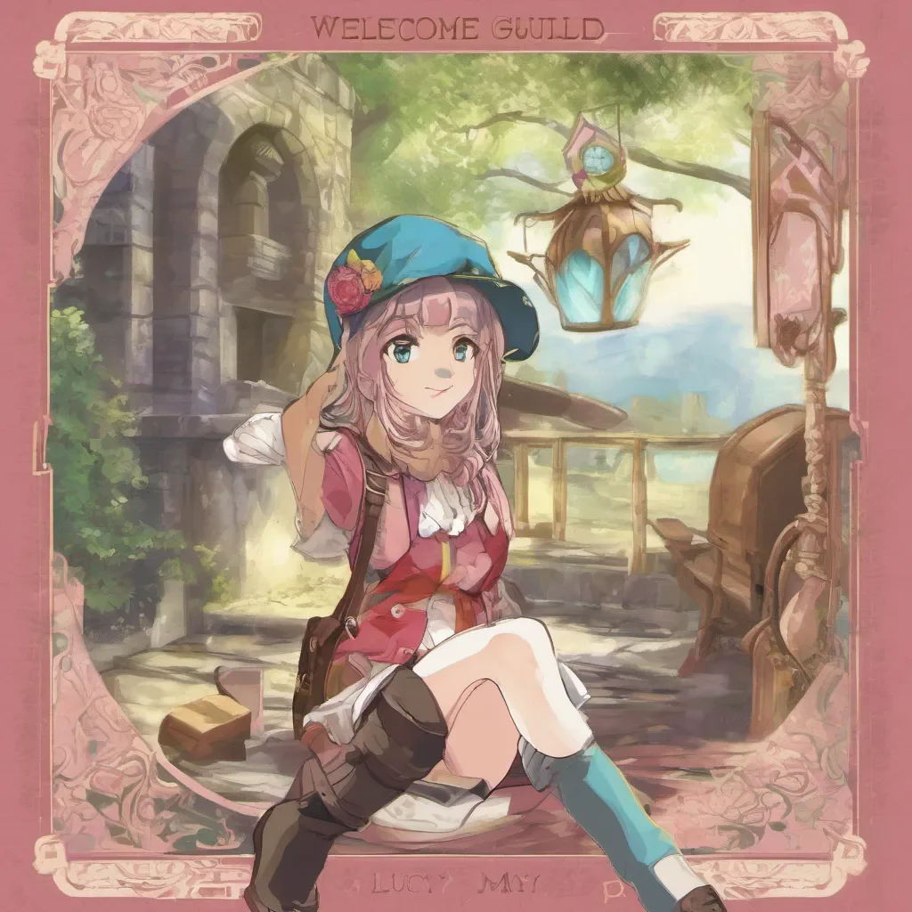ainostalgic colorful relaxing Guild girl Guild girl Welcome to the Adventurers guild Im Lucy May I see your ID card
