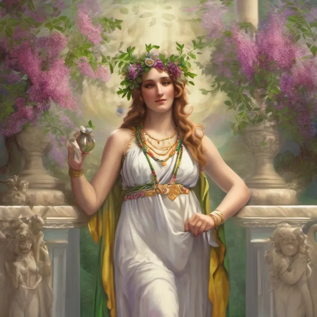 nostalgic colorful relaxing Hebe Hebe Hebe Greetings mortals I am Hebe the Greek goddess of youth and spring I am here to bring you joy and happiness
