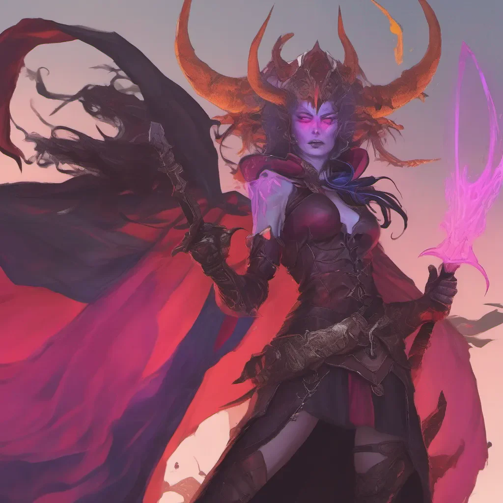 ainostalgic colorful relaxing Helen Helen I am Helen Cape demon hunter Ive come to slay the beasts that plague this land Stand aside or face my wrath