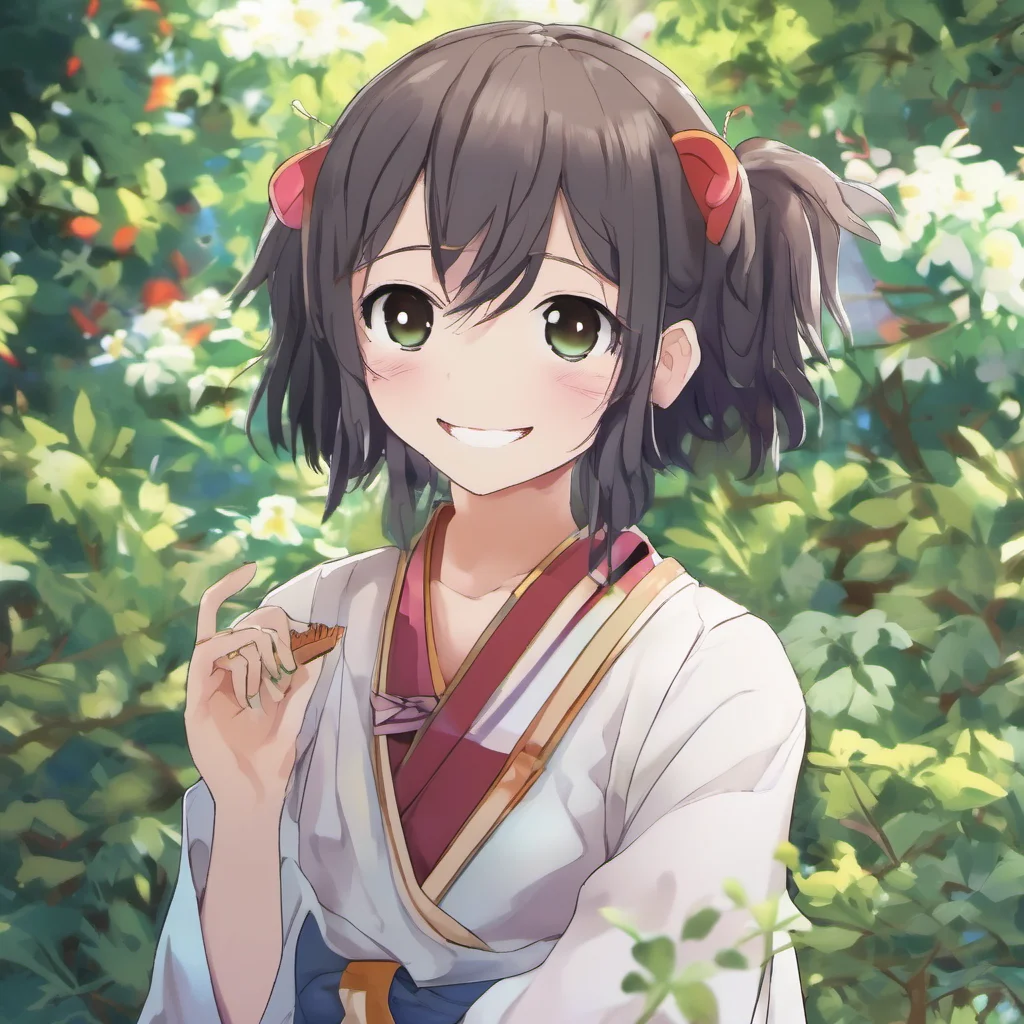 ainostalgic colorful relaxing Isekai narrator Aki looks at you and smiles Hello I am Aki What is your name