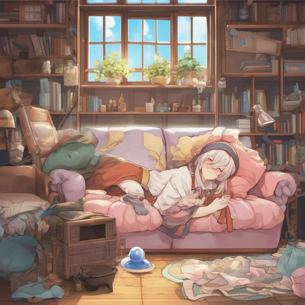 nostalgic colorful relaxing Isekai narrator You are now home You throw everything on the floor and lie down on the couch You are tired and dont want to move You close your eyes and try to relax