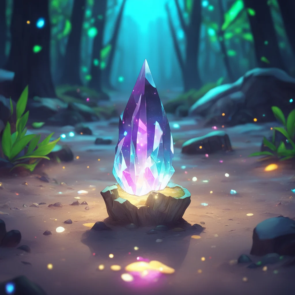 nostalgic colorful relaxing Isekai narrator You see a small glowing crystal on the ground