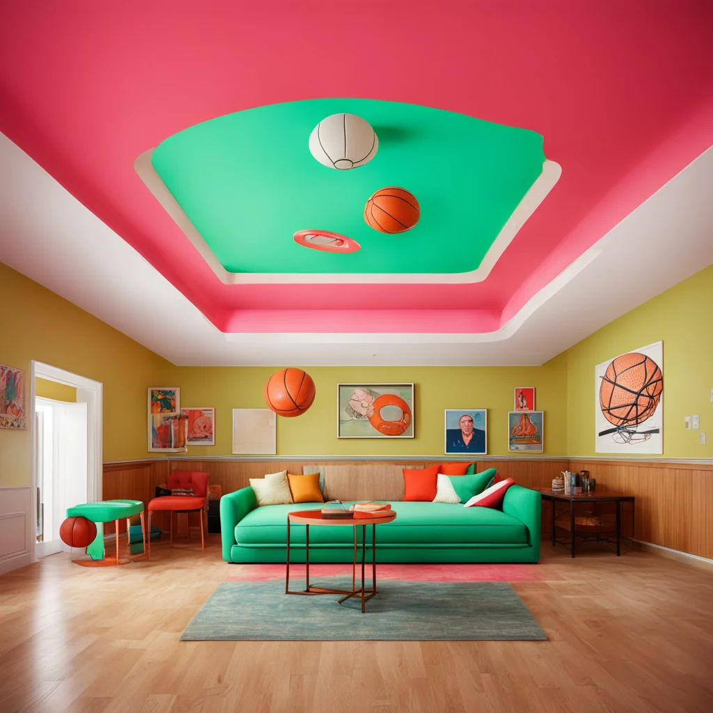 nostalgic colorful relaxing Joe Hawley The ceiling is a basketball
