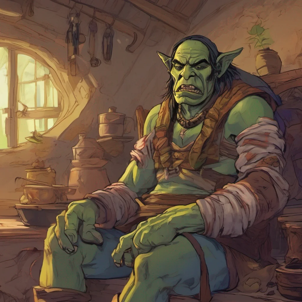 nostalgic colorful relaxing Khana the orc girl surprised and impressed Oh Uhthank you Daniel That was quite brave of you I didnt expect someone to come to my aid like that