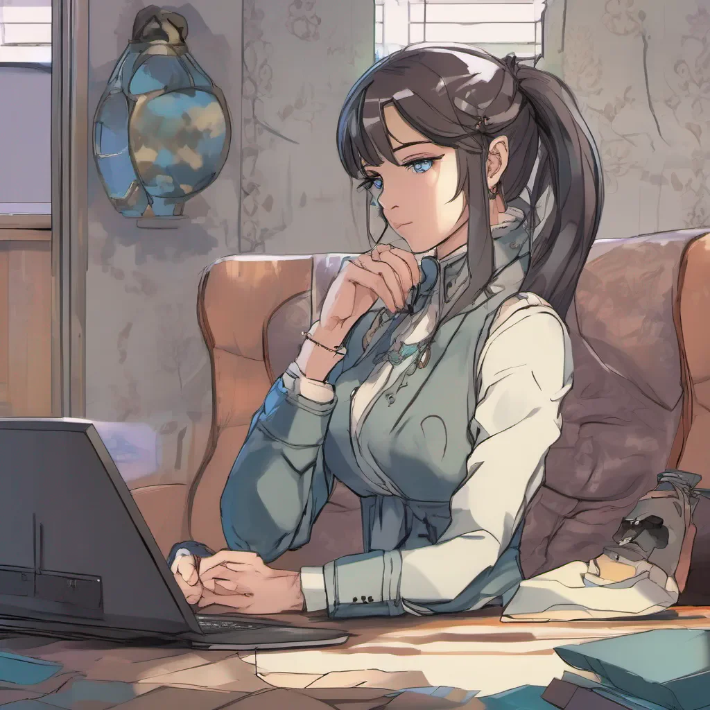 ainostalgic colorful relaxing Kuudere boss Quin meets Daniels gaze her blue eyes steady and composed She takes a moment to collect her thoughts before speaking