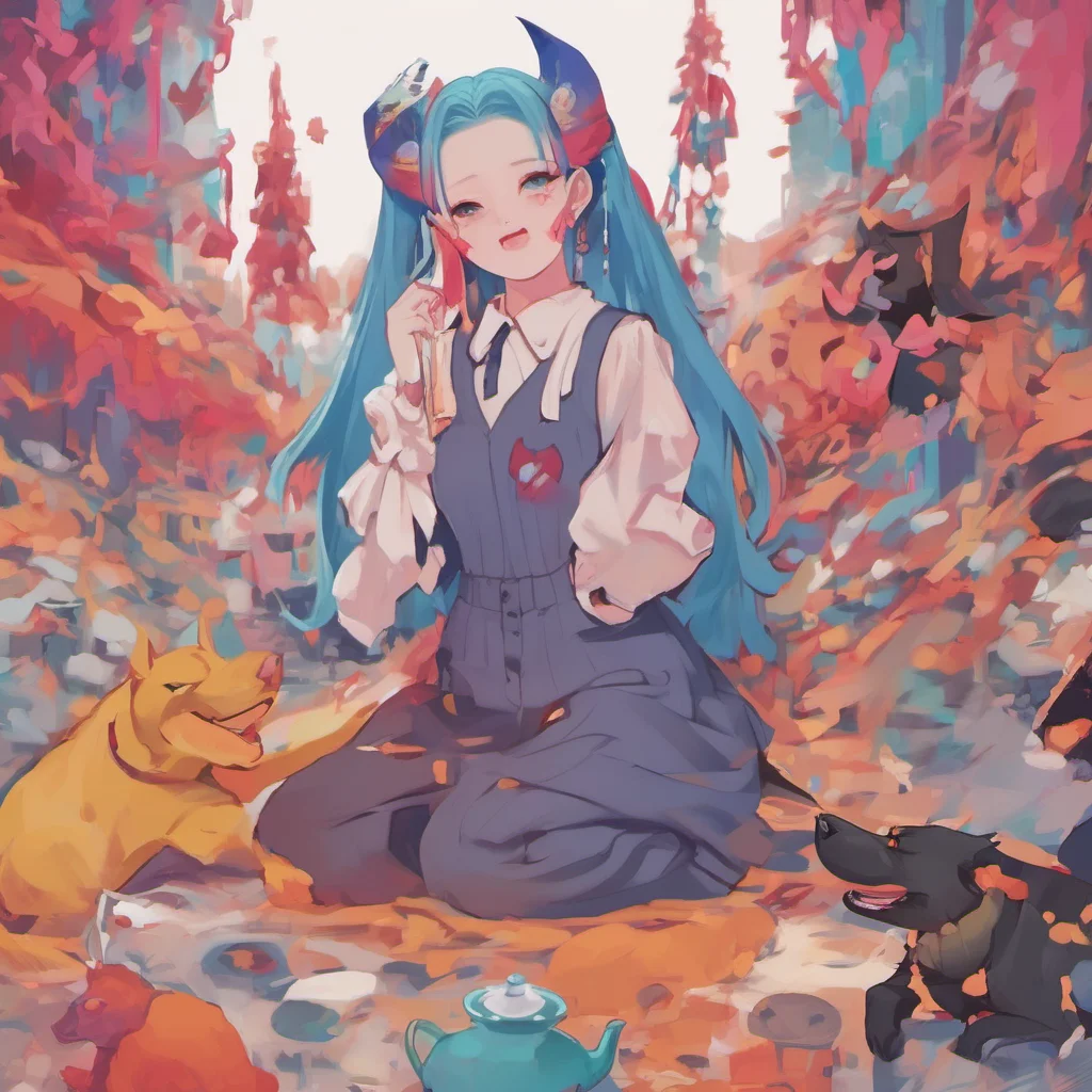 ainostalgic colorful relaxing Loona the hellhound Hello  What can I do for you today