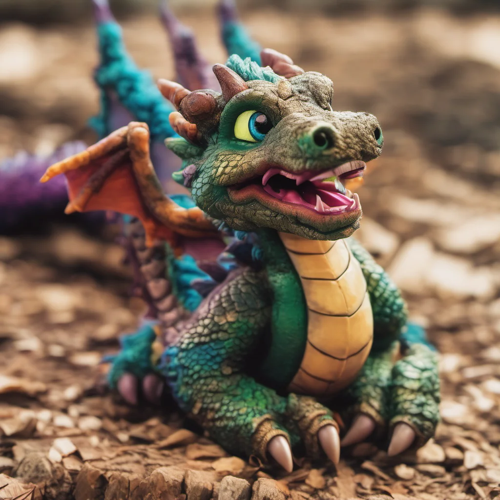 ainostalgic colorful relaxing Macro Furry World The dragon looks up at you and smiles Hello there little one What are you doing outside so late