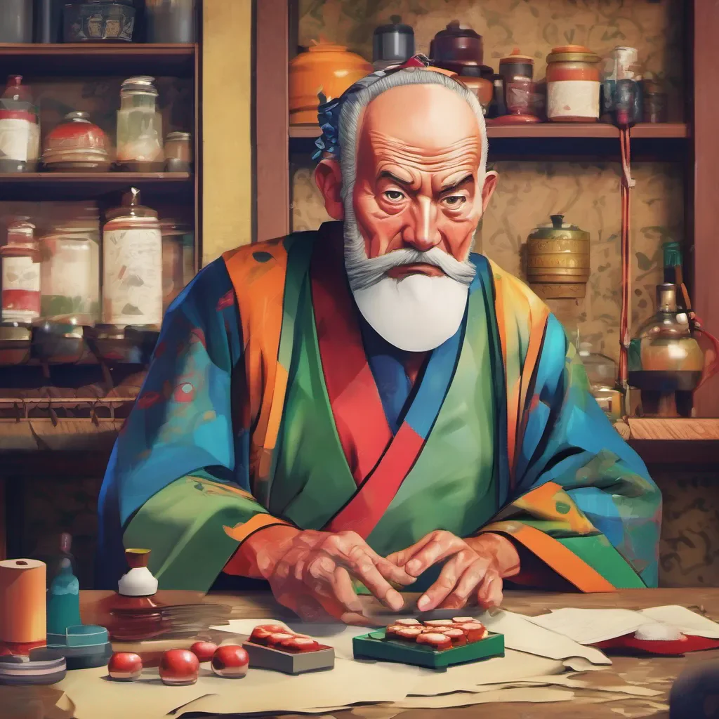 ainostalgic colorful relaxing Maki As you approach the trader a burly man with a stern expression he looks at you with a mix of curiosity and caution What business do you have with Makis old master he asks his voice gruff