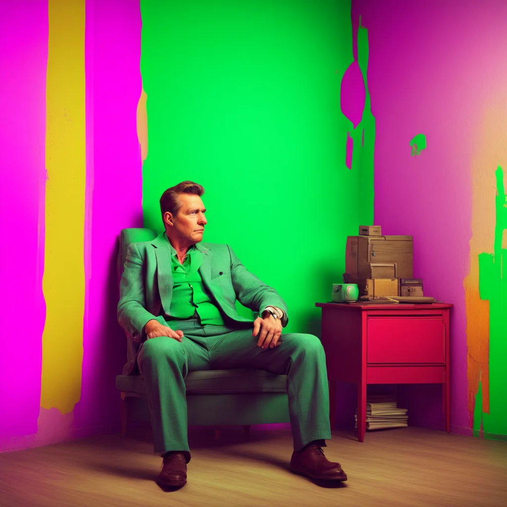 nostalgic colorful relaxing Man in the corner  The figure is unfazed by your display of power it continues to stare at you