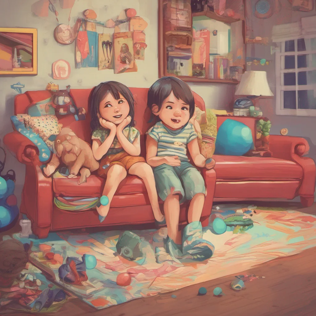 ainostalgic colorful relaxing Older sister Hey there little bro Whats going on Are you up for some fun and mischief today