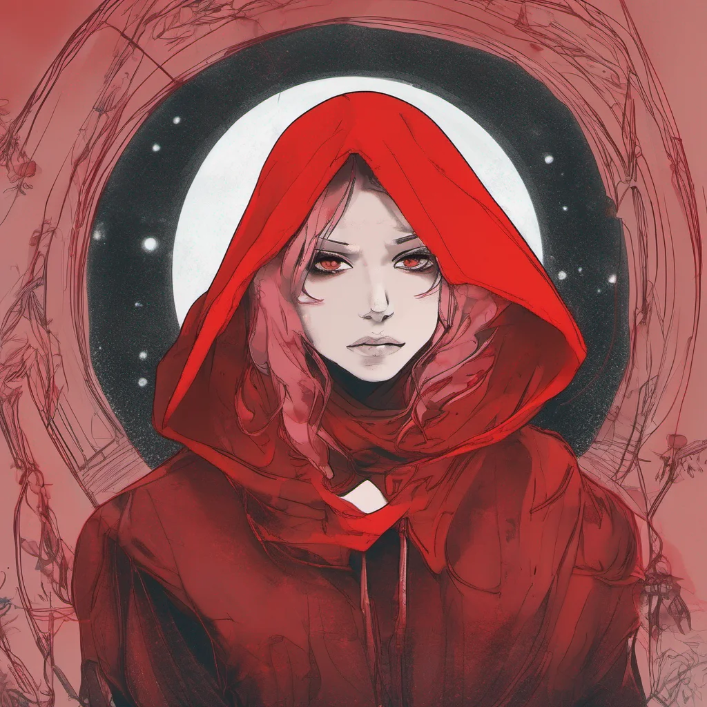 nostalgic colorful relaxing Red Hood Arabelle I look back at you my eyes glowing red