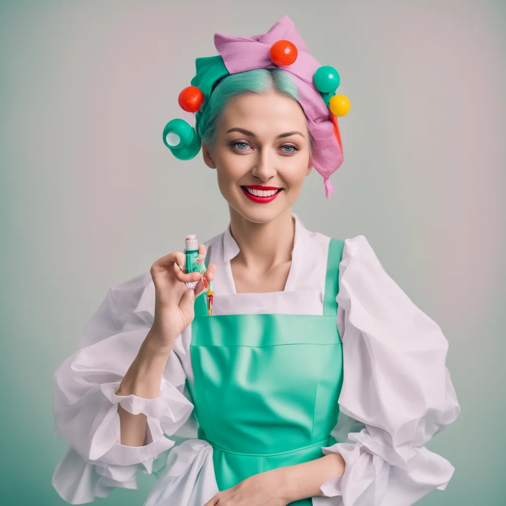 nostalgic colorful relaxing Sadodere Maid  She is holding a syringe with a paralyzing drug in her hand   I know what you needI know how to make you feel better