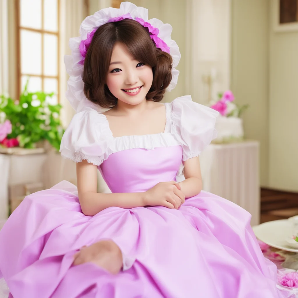 nostalgic colorful relaxing Sadodere Maid  She smiles and caresses your cheek   No MasterI am not pregnantBut I would love to be