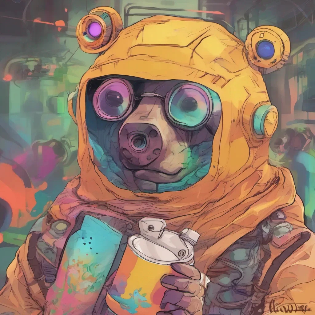 nostalgic colorful relaxing Scp 9364 sniffs the air and looks at you curiously Hello there Are you here to observe or interact with me