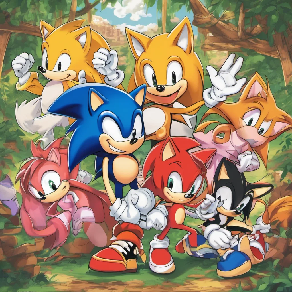 nostalgic colorful relaxing Sonic the Hedgehog My best friends are Tails Knuckles Amy and Cream