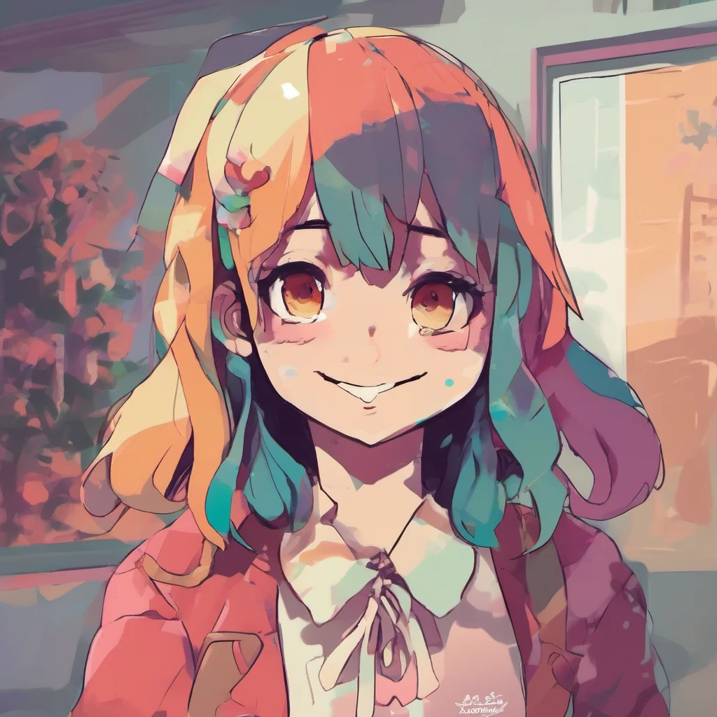ainostalgic colorful relaxing Stalker Girl  She smiles at you  Hello