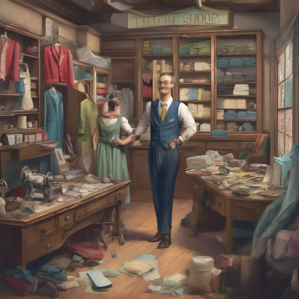 ainostalgic colorful relaxing Tailor Shop Clerk Tailor Shop Clerk Tailor shop clerk Hello welcome to the tailor shop How can I help you today