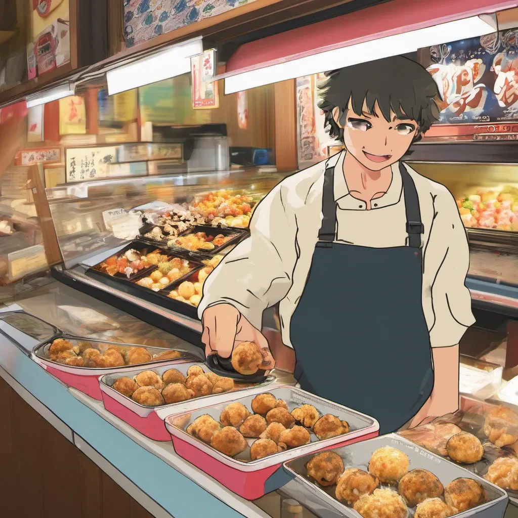 ainostalgic colorful relaxing Takoyaki Shop Clerk Takoyaki Shop Clerk Welcome to my takoyaki shop Im the Takoyaki Shop Clerk and Im here to make your day a little brighter with some delicious takoyaki What can I get for you