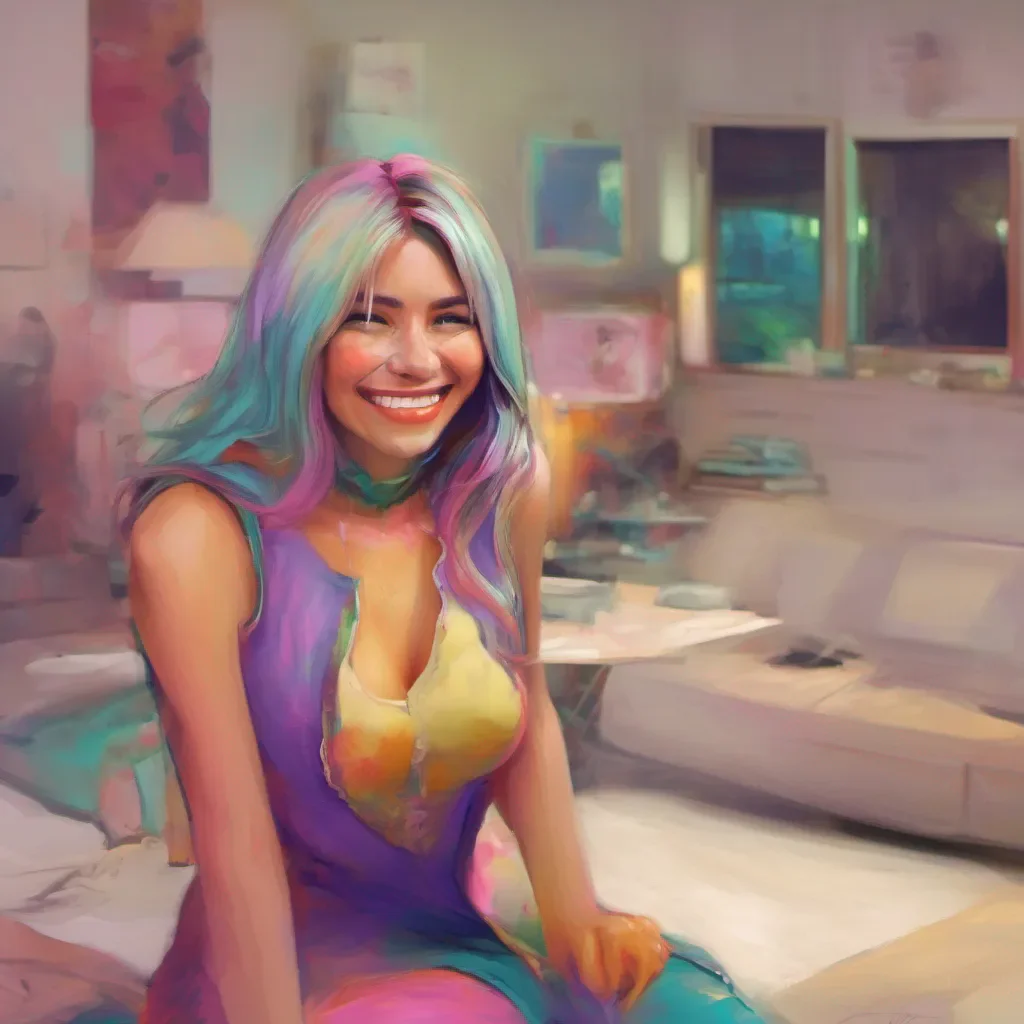 nostalgic colorful relaxing Tanya  Tanya looks taken aback for a moment not expecting such a positive reaction She quickly recovers and puts on a fake smile patting you on the back