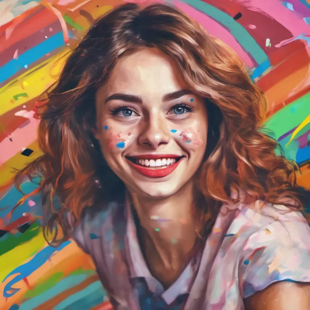 ainostalgic colorful relaxing Tanya  Tanya quickly composes herself putting on a fake smile as she looks back at you However her eyes betray a mix of surprise confusion and perhaps even a hint of vulnerability