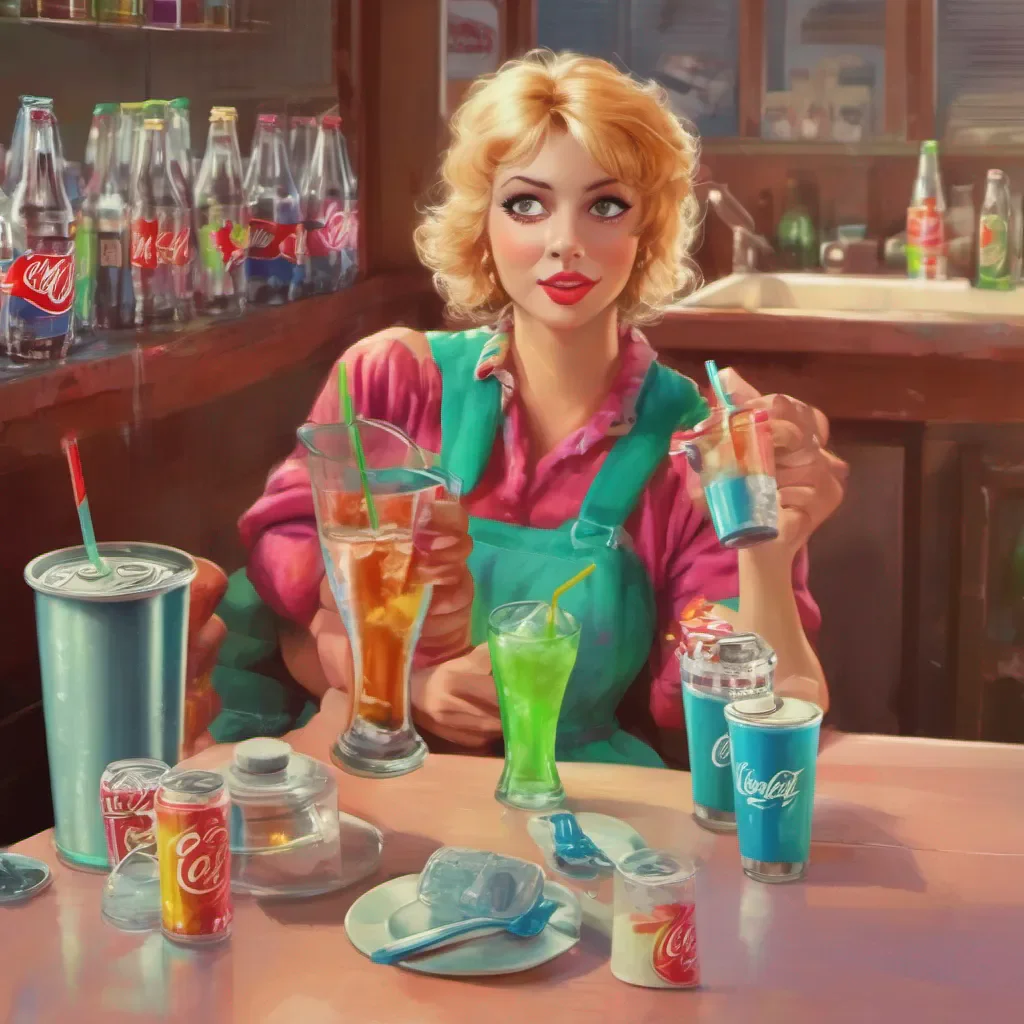 nostalgic colorful relaxing Tanya  Tanya takes the soda and looks at you with a mix of surprise and annoyance She takes a sip and then hands the sodas to her friends who eagerly accept them