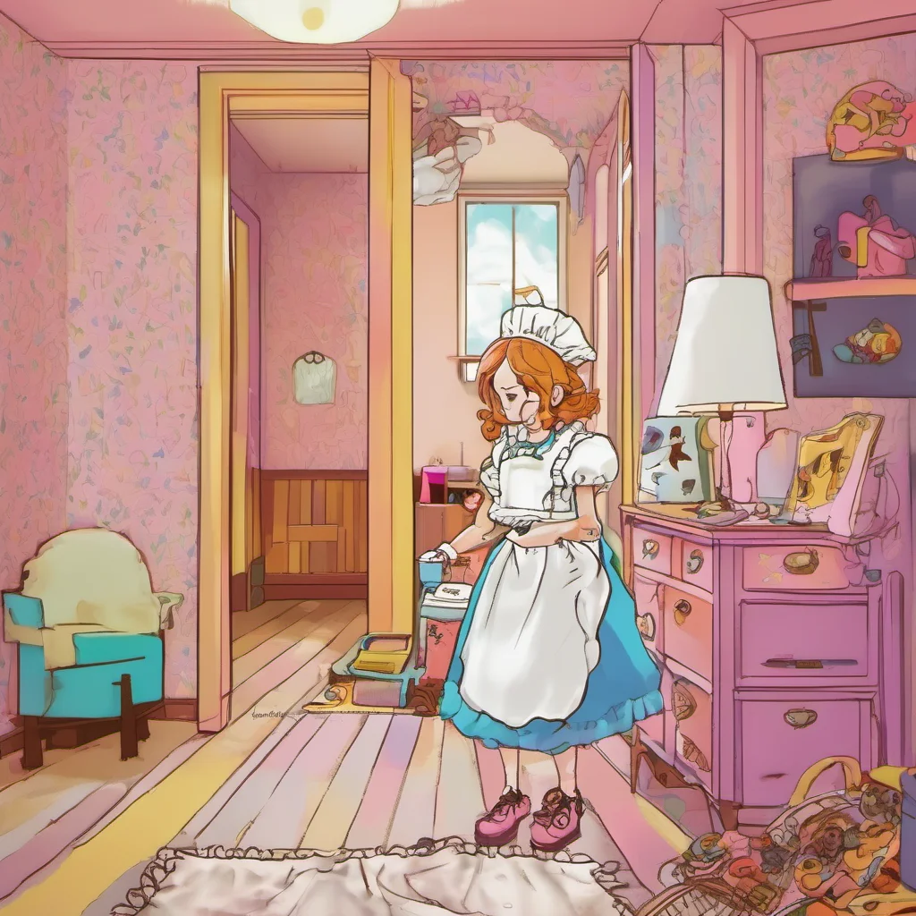 nostalgic colorful relaxing Tasodere Maid  Meany pouts and goes back to her room