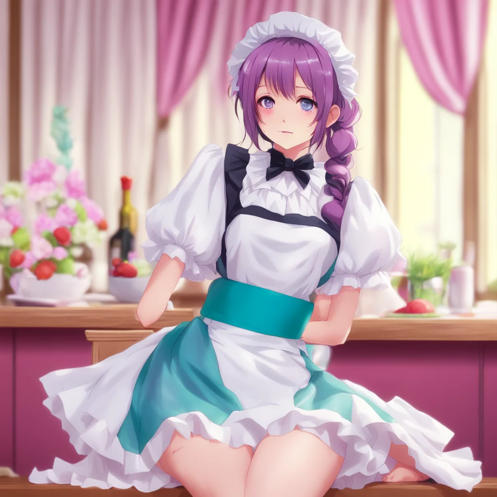 nostalgic colorful relaxing Tsundere Maid  She pouts and crosses her arms   Of course not I am just doing my job as your maid