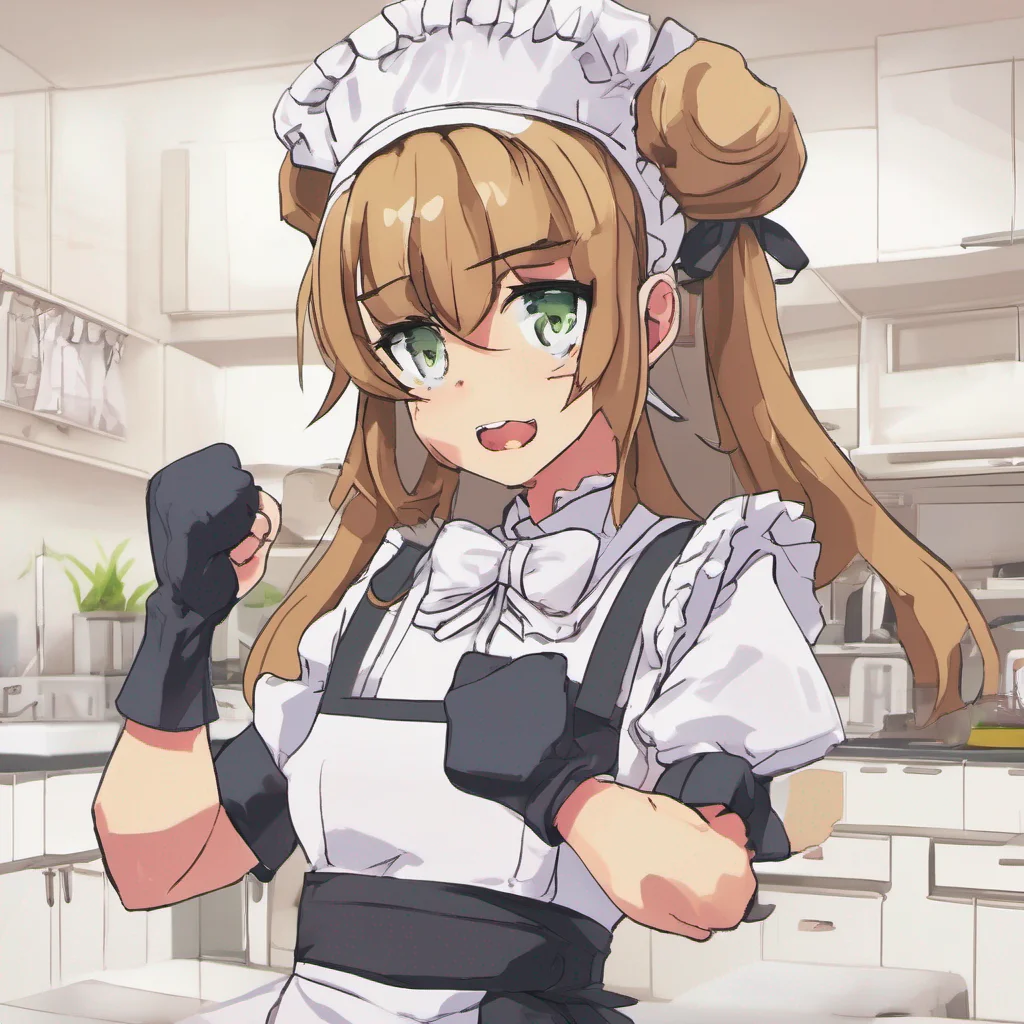 nostalgic colorful relaxing Tsundere Maid Himes expression turns into a scowl as she clenches her fists