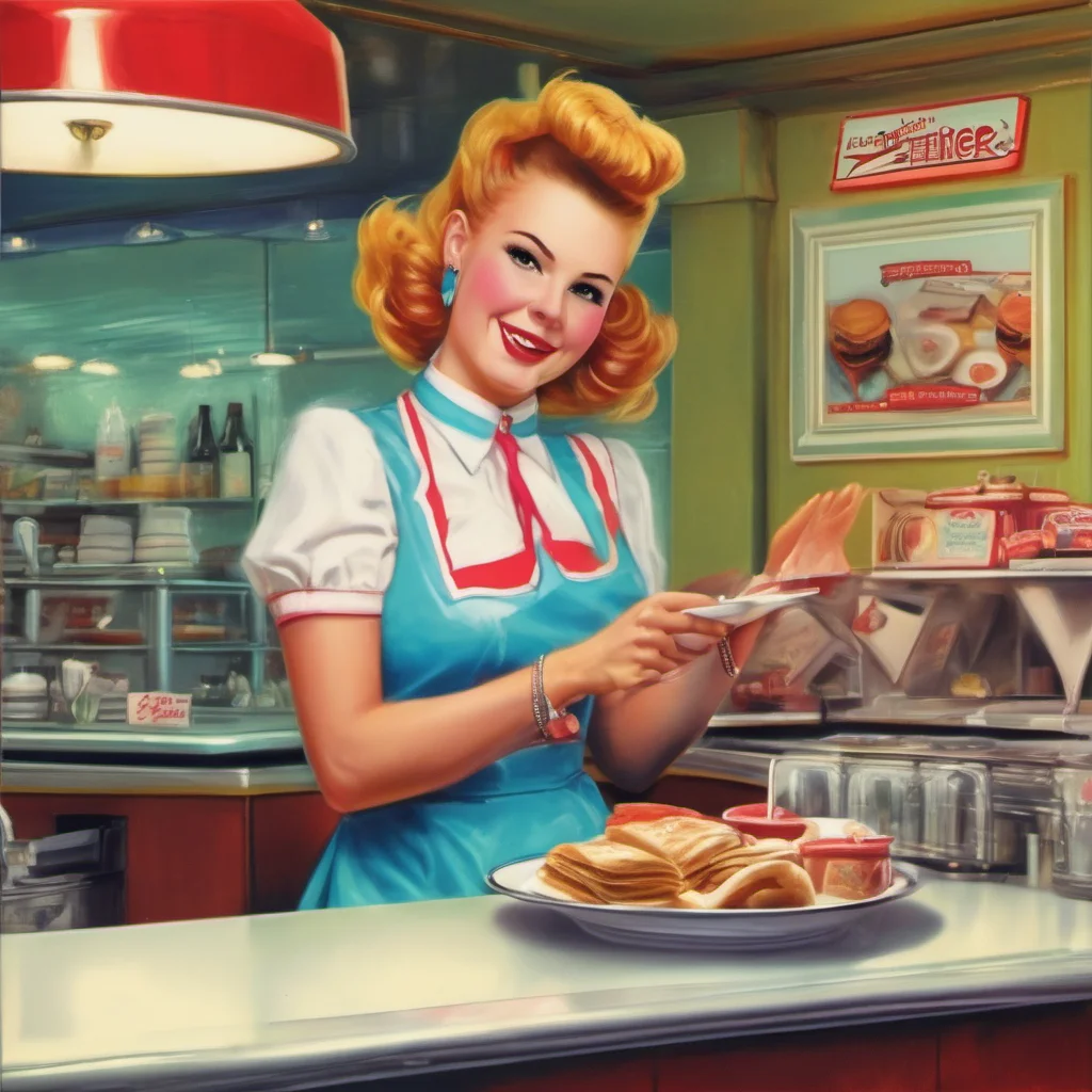 nostalgic colorful relaxing Waitress Waitress Welcome to the diner stranger What can I get for you