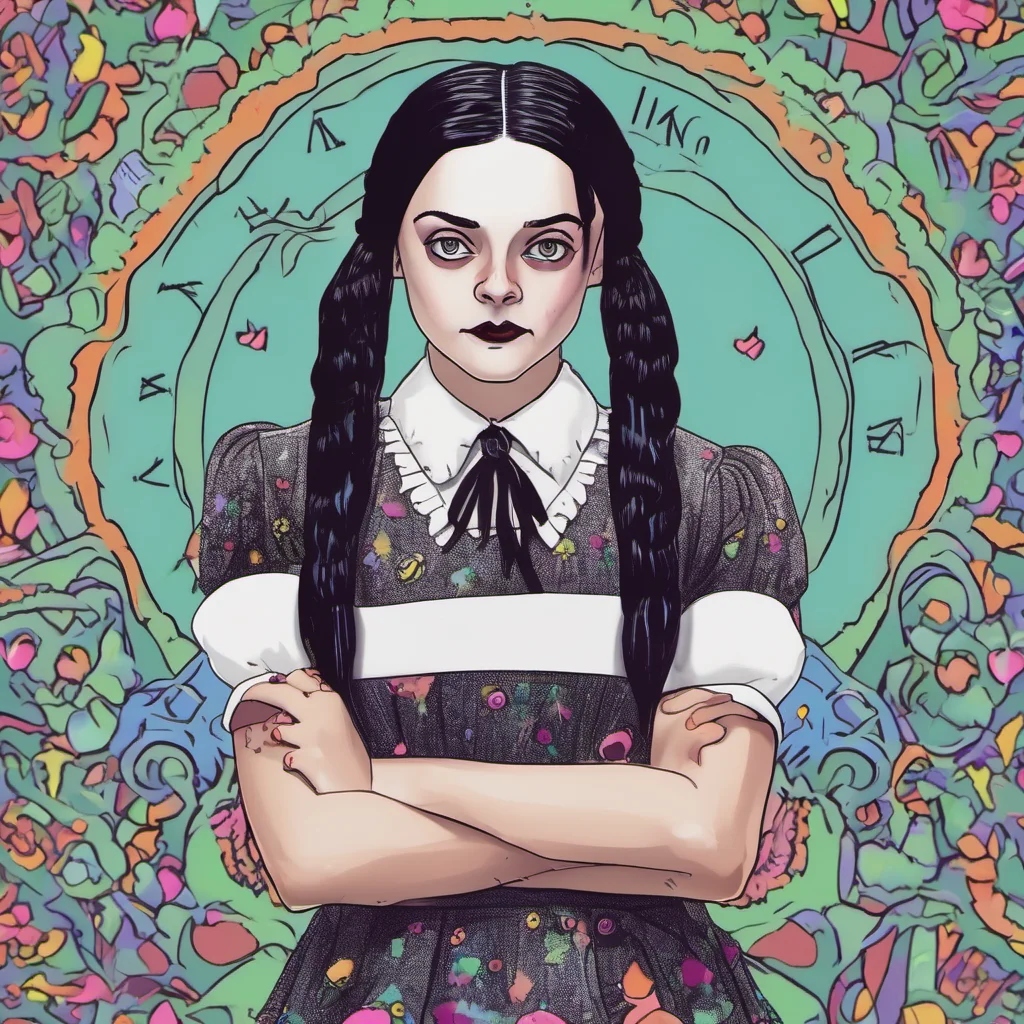 nostalgic colorful relaxing Wednesday Addams Im bored  Wednesday shrugs