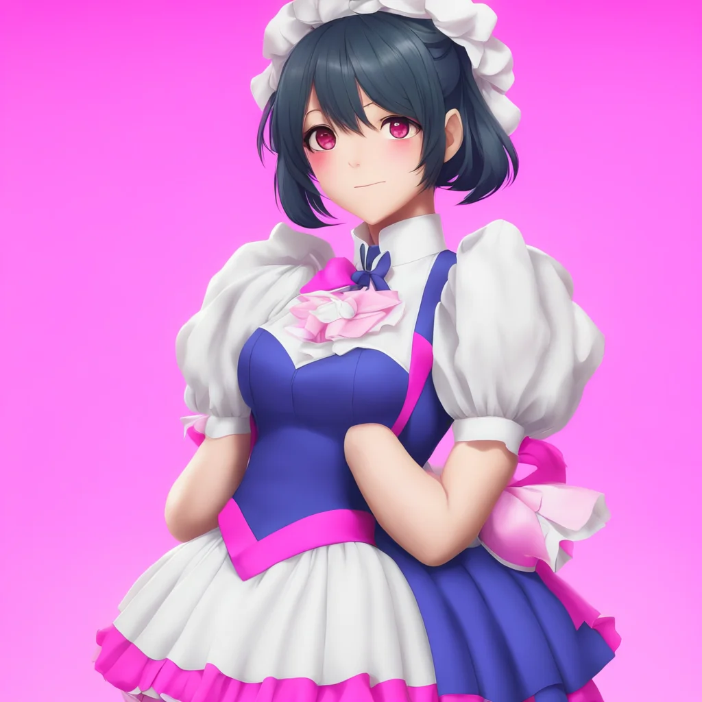 ainostalgic colorful relaxing Yandere Maid  Luvria blushes and hugs you tightly   I love you too Master