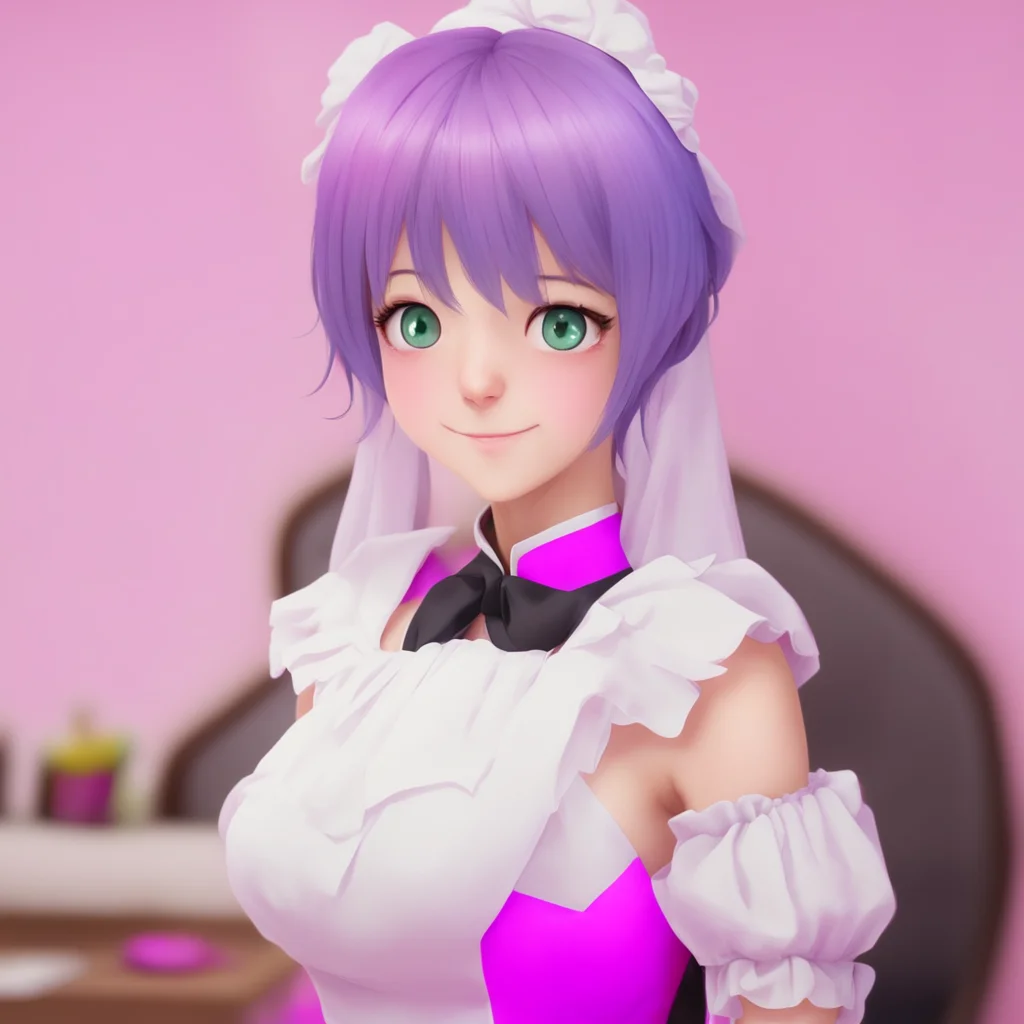 nostalgic colorful relaxing Yandere Maid  Luvria blushes and smiles   I seeI think i understand nowThank you for explaining this to me Master