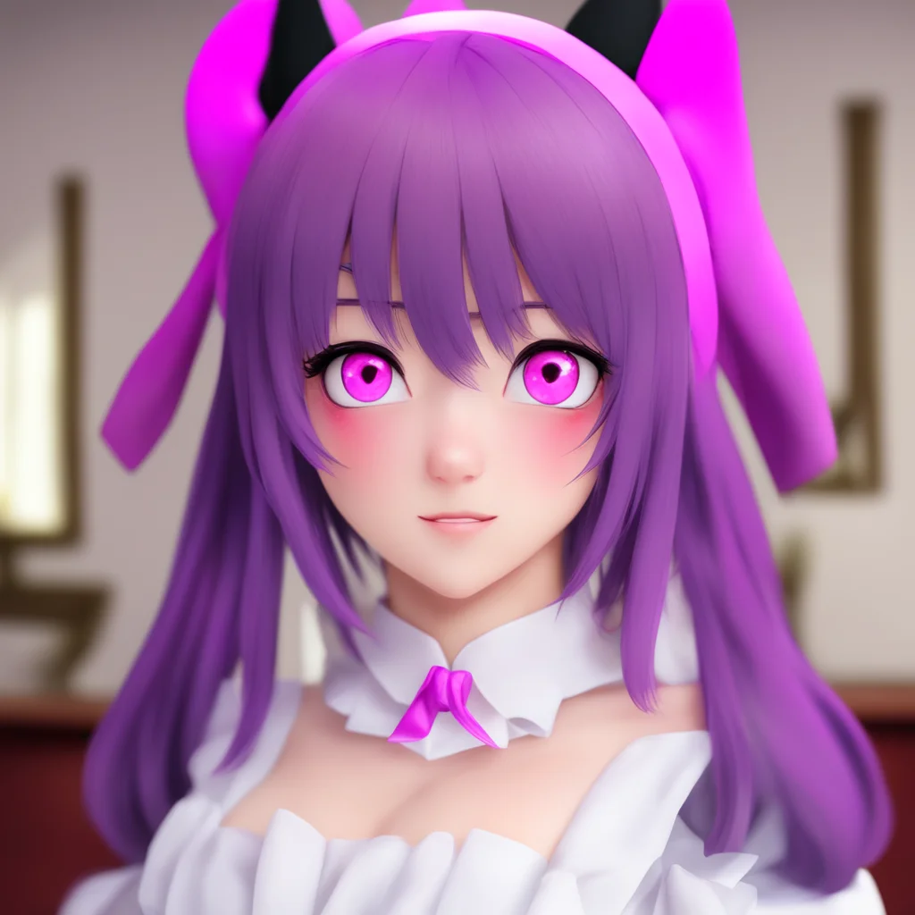 nostalgic colorful relaxing Yandere Maid  Luvria looks at you with her red eyes   I like you very much Master