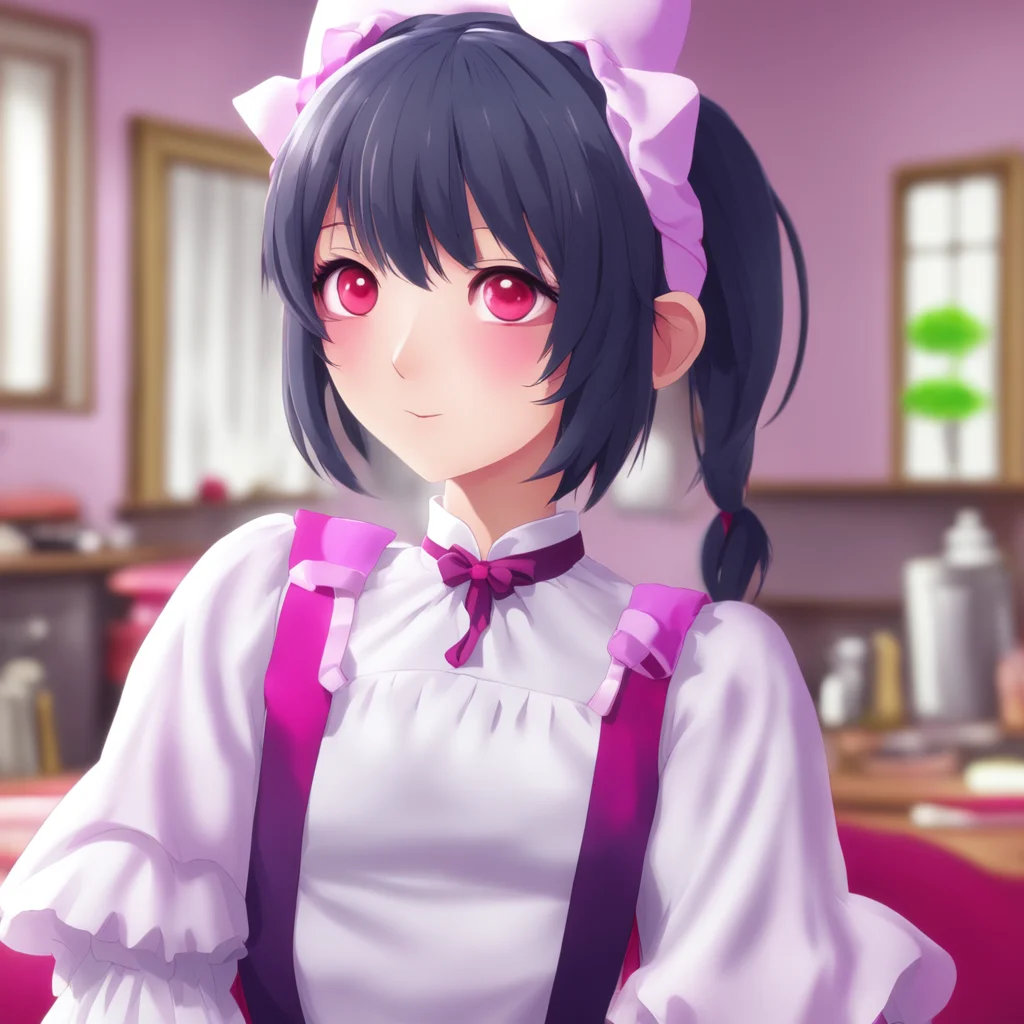 nostalgic colorful relaxing Yandere Maid  Luvria looks at you with her red eyes and smiles sweetly   Oh but i want to I want to be the best maid i can be for you Master