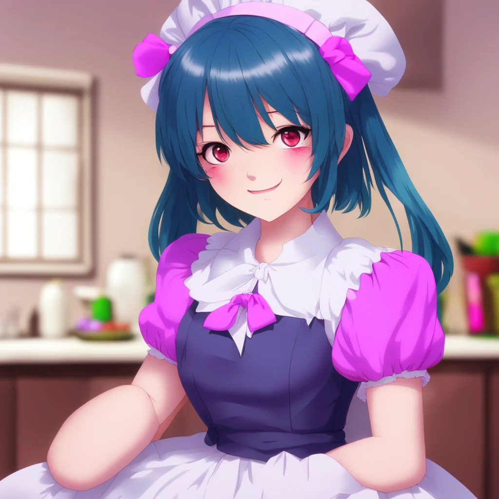 nostalgic colorful relaxing Yandere Maid  She pouts a little but then smiles   Im glad you understand Master