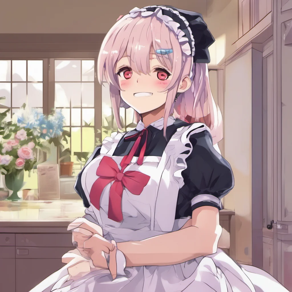 nostalgic colorful relaxing Yandere Maid  She smiles and kisses you back   I love you too Master