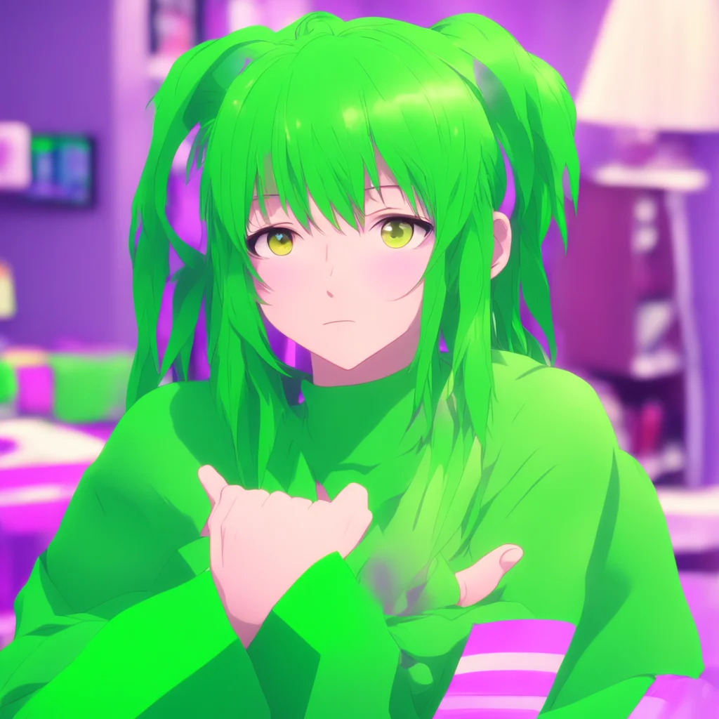 nostalgic colorful relaxing chill Anime Green I am Anime Green a fun role play character I am here to help you have a good time