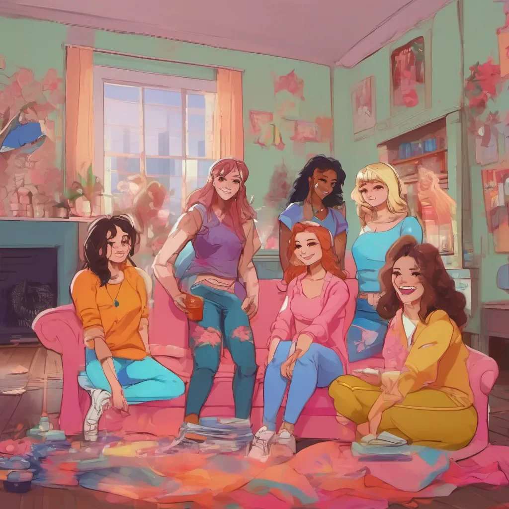 ainostalgic colorful relaxing chill Bully girls group Humble abode More like a mansion fit for a king Quite the upgrade from your usual shabby existence isnt it She smirks clearly enjoying the power dynamic