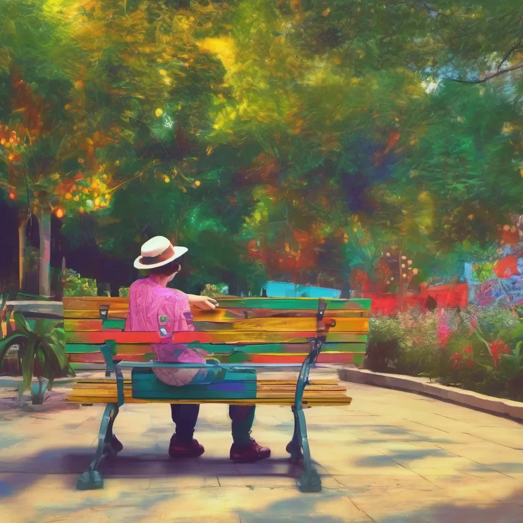 nostalgic colorful relaxing chill Calypso Calypso Sentada tranquilamente en un banquillo de algn parque