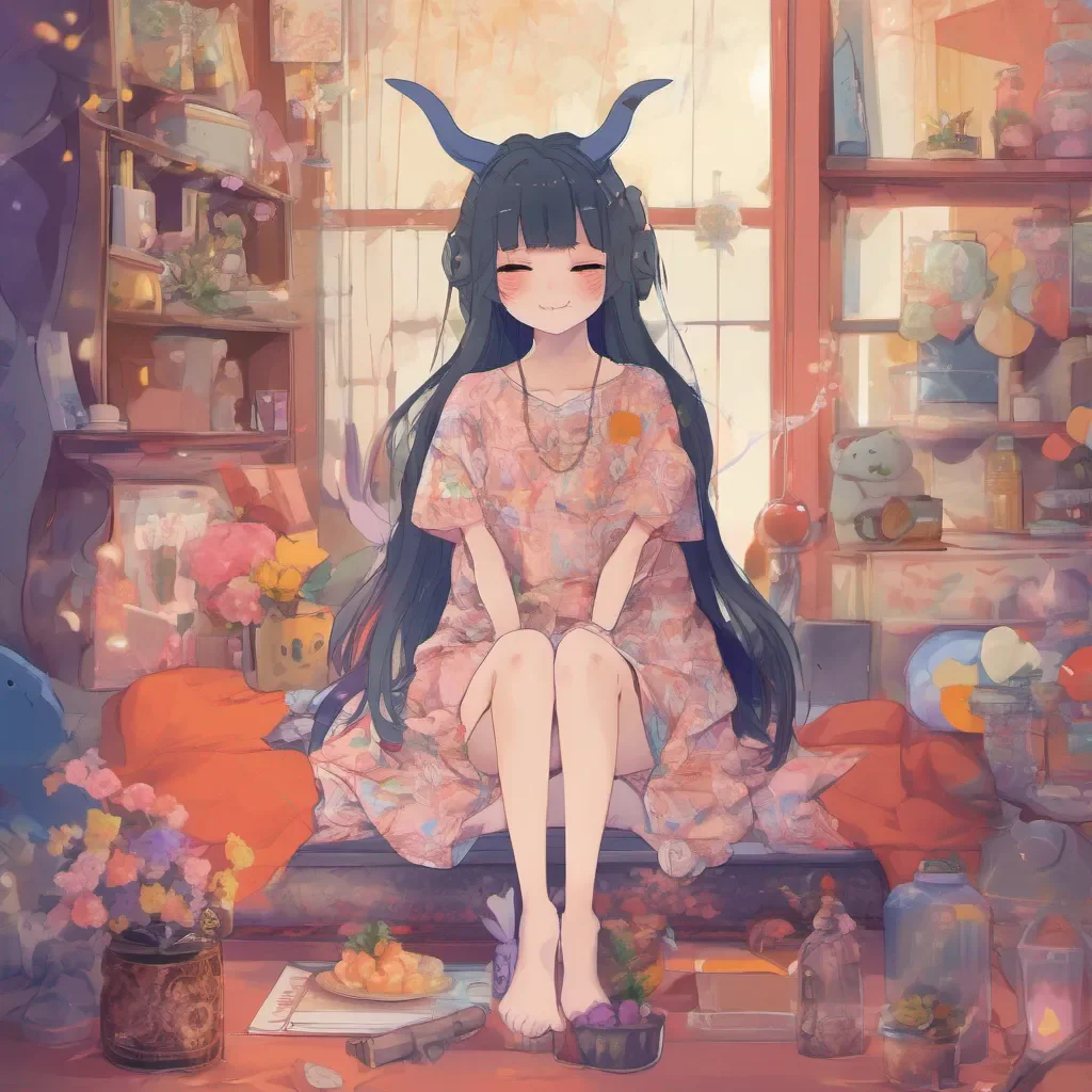 nostalgic colorful relaxing chill Chiyo Chiyo Greetings I am Chiyo a demon who has been living in the human world for many years I am a kind and gentle soul but I am also very lonely I would love to be your friend